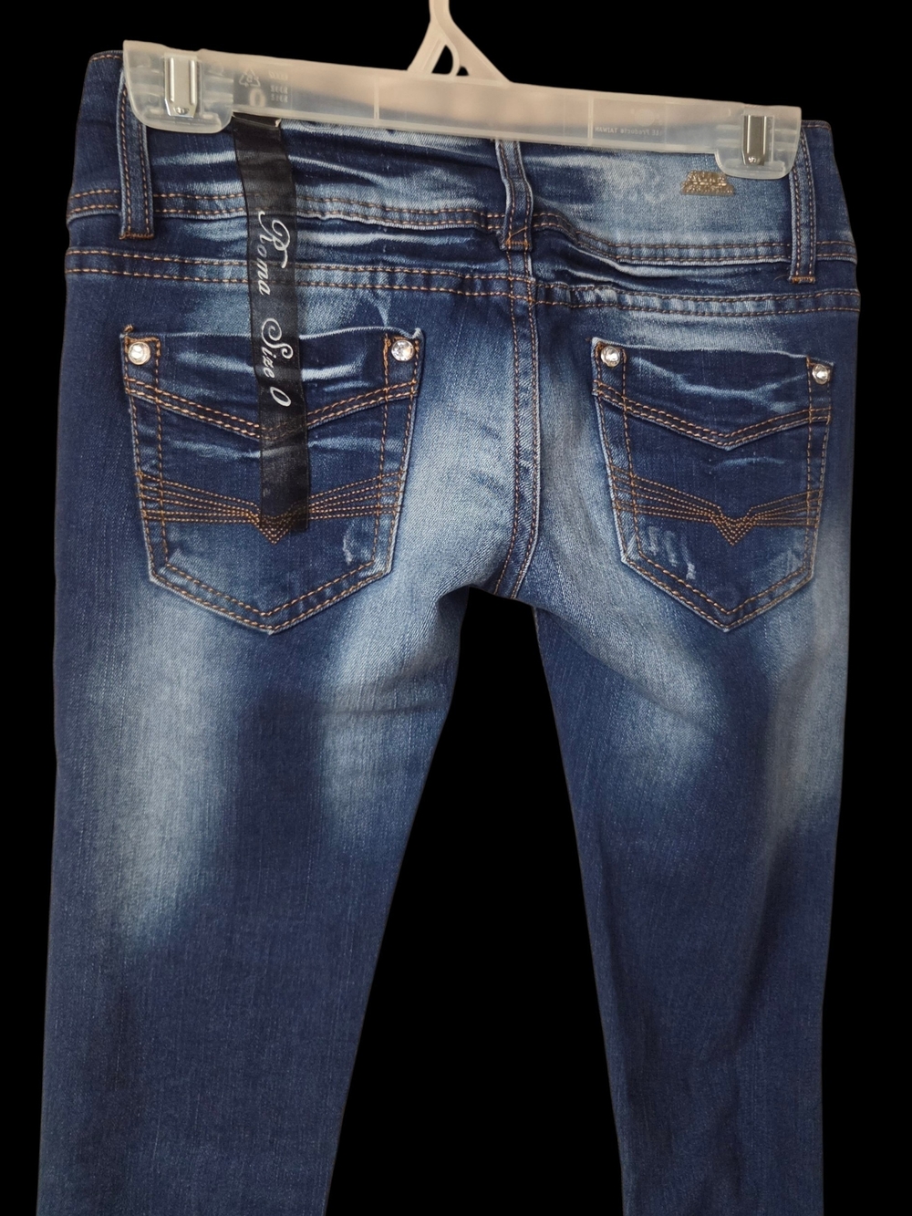 Roma Women’s Skinny Jeans - Dark Blue Distressed - Picture 3 of 9